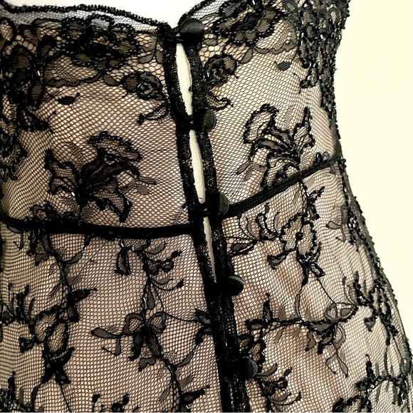 VTG 80’ Victoria's Secret Black Lace Maxi Babydoll slip Dress gothic Victorian M - Picture 8 of 10